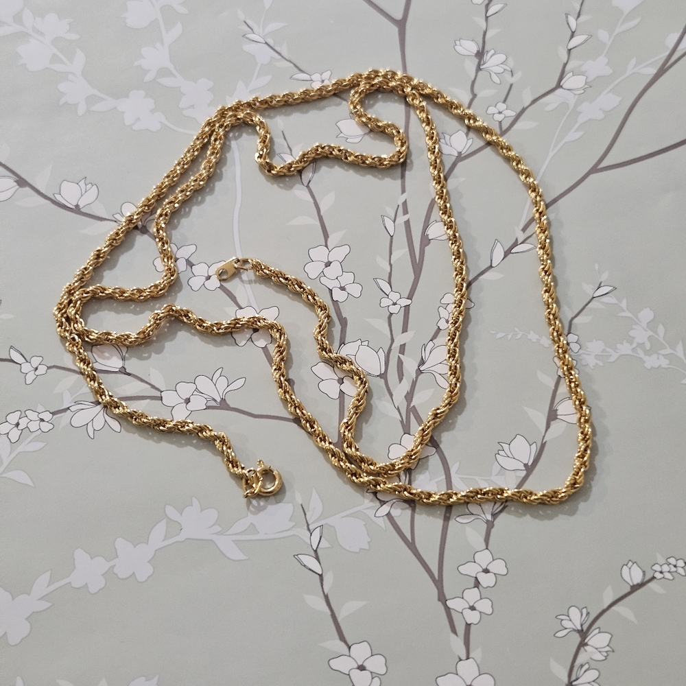 Long Gold Rope Chain Necklace
